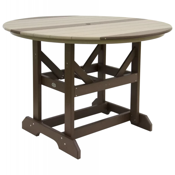 60 Round Table Dining Weatherwood Brown Poly Round Table