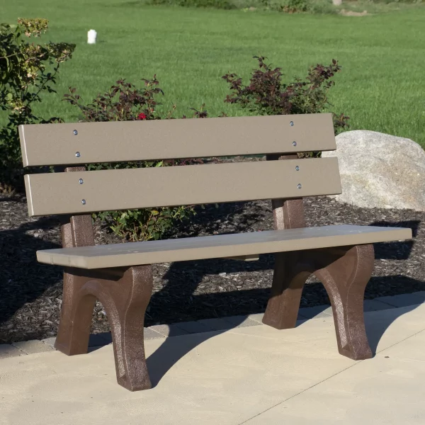 710 48 Park Bench Weatherwood Brown Poly Park Bench